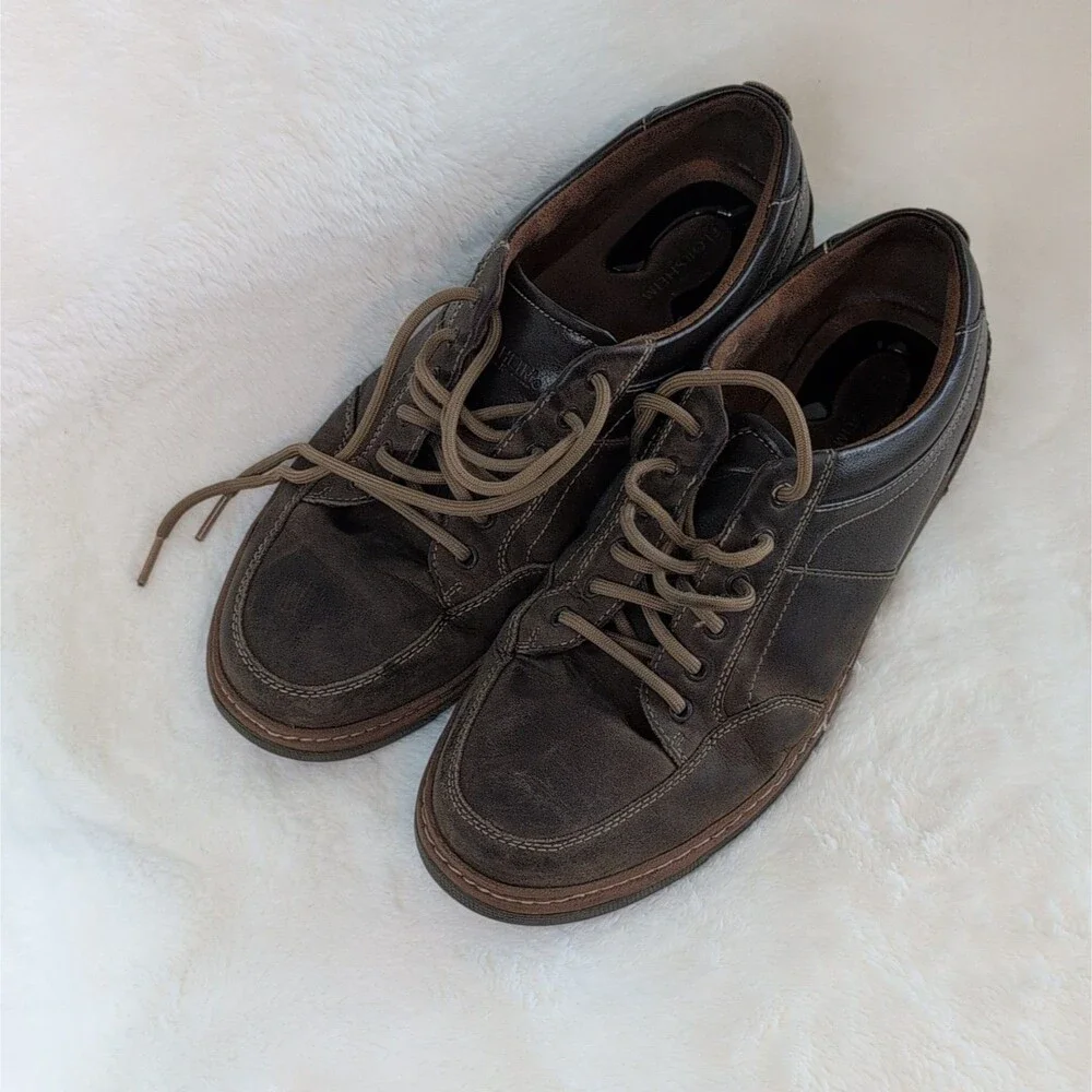 Brown Leather Steel Toe Work Oxford Shoes - Chunky Gorpcore Retro Grunge Low Top